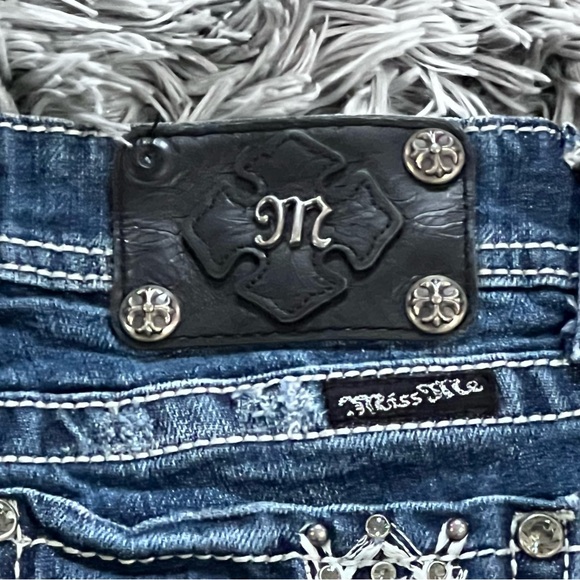 Miss Me Big Stitch Skinny Jeans Feather Pockets Women’s Size 27 Excellent Cond. - Picture 3 of 13